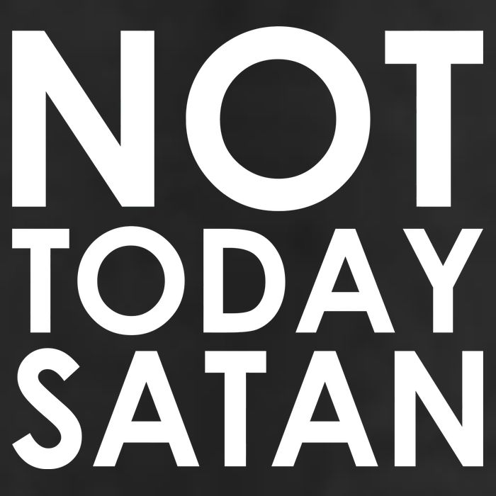 Not Today Satan Text Logo 7 Panel Mesh Trucker Snapback Hat