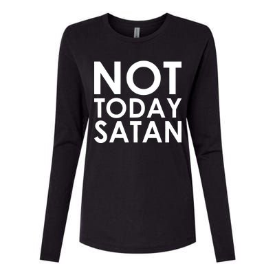 Not Today Satan Text Logo Womens Cotton Relaxed Long Sleeve T-Shirt