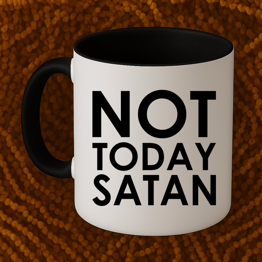 Not Today Satan Text Logo Mug