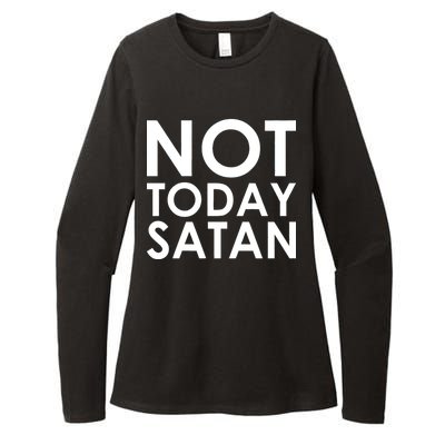 Not Today Satan Text Logo Womens CVC Long Sleeve Shirt