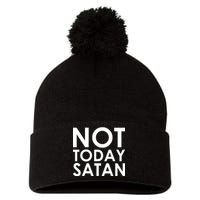 Not Today Satan Text Logo Pom Pom 12in Knit Beanie