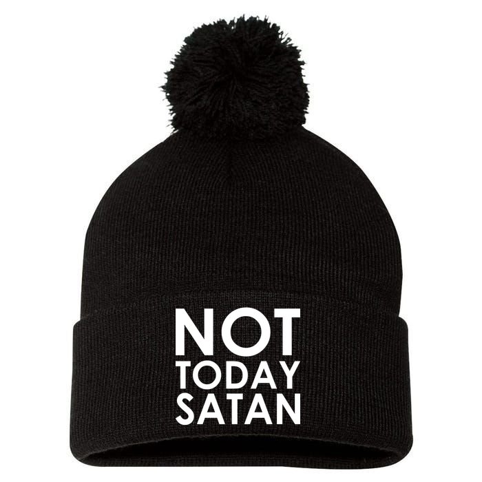 Not Today Satan Text Logo Pom Pom 12in Knit Beanie