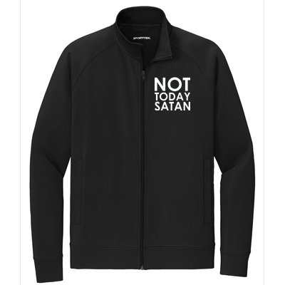 Not Today Satan Text Logo Stretch Full-Zip Cadet Jacket