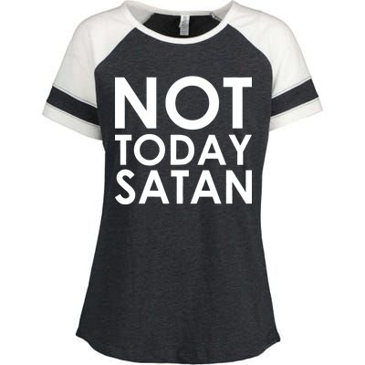 Not Today Satan Text Logo Enza Ladies Jersey Colorblock Tee