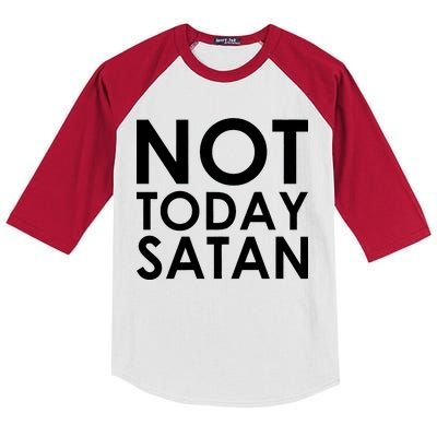 Not Today Satan Text Logo Kids Colorblock Raglan Jersey