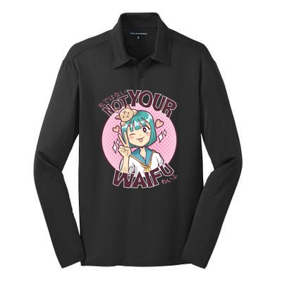 Not Your Waifu Anime Silk Touch Performance Long Sleeve Polo