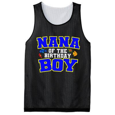 Nana Of The Birthday Fishing Theme Bday Celebration Mesh Reversible Basketball Jersey Tank