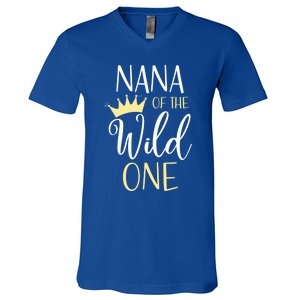 Nana Of The Wild One First Birthday Matching Family Funny Gift V-Neck T-Shirt