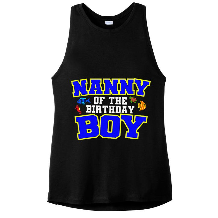 Nanny Of The Birthday Fishing Theme Bday Celebration Ladies PosiCharge Tri-Blend Wicking Tank
