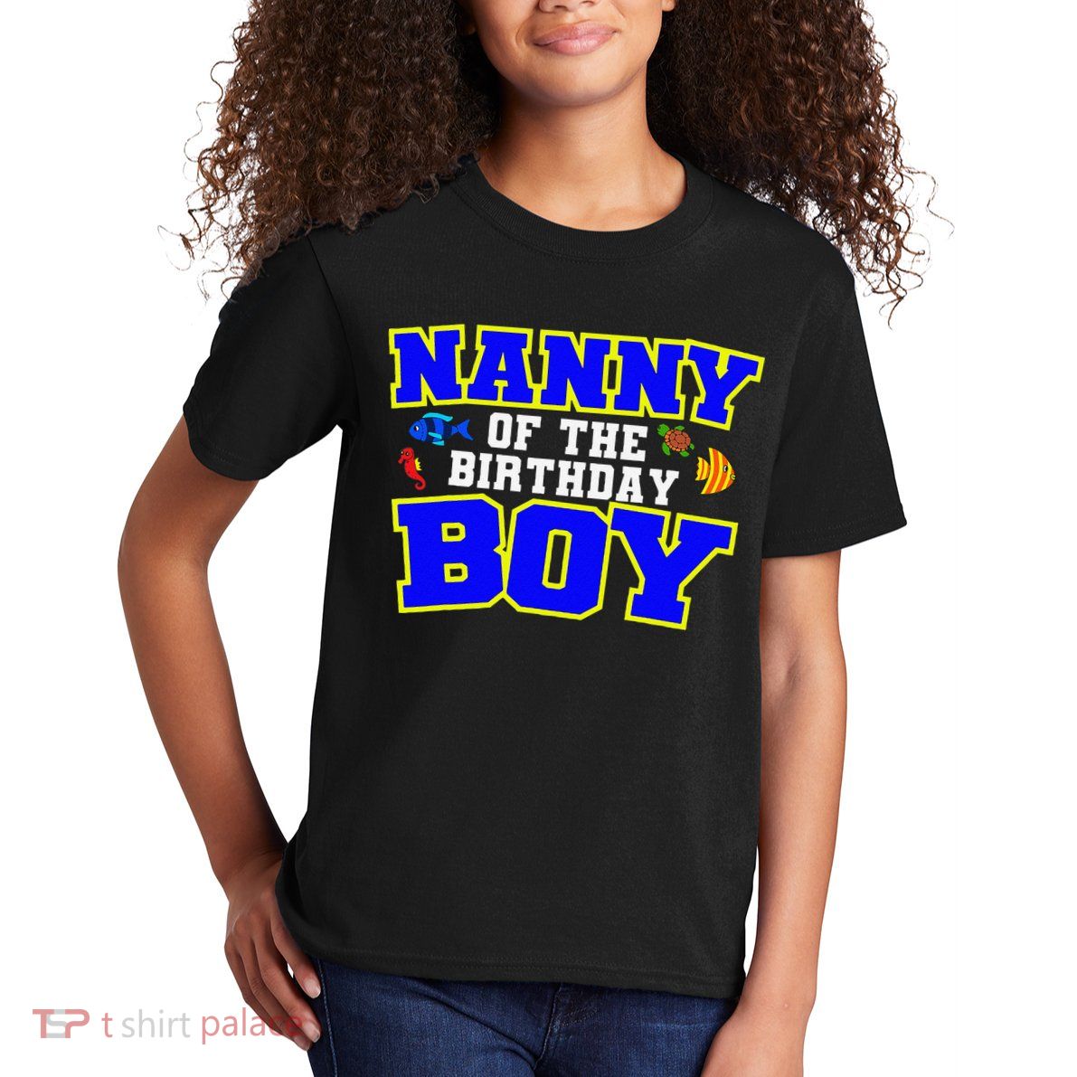 Nanny Of The Birthday Fishing Theme Bday Celebration Kids T-Shirt