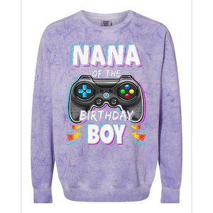 Nana Of The Birthday Boy Video Game Bday Party Gamer Colorblast Crewneck Sweatshirt