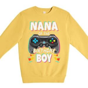 Nana Of The Birthday Boy Video Game Bday Party Gamer Premium Crewneck Sweatshirt