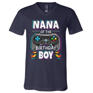 Nana Of The Birthday Boy Video Game Bday Party Gamer V-Neck T-Shirt