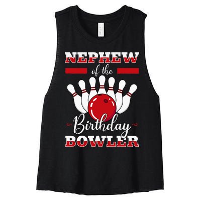 Nephew Of The Birthday Bowler Bday Bowling Party Celebration Women's Racerback Cropped Tank