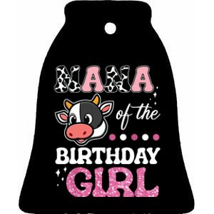 Nana Of The Birthday Girl Farm Barnyard Party Cow Lover Ceramic Bell Ornament