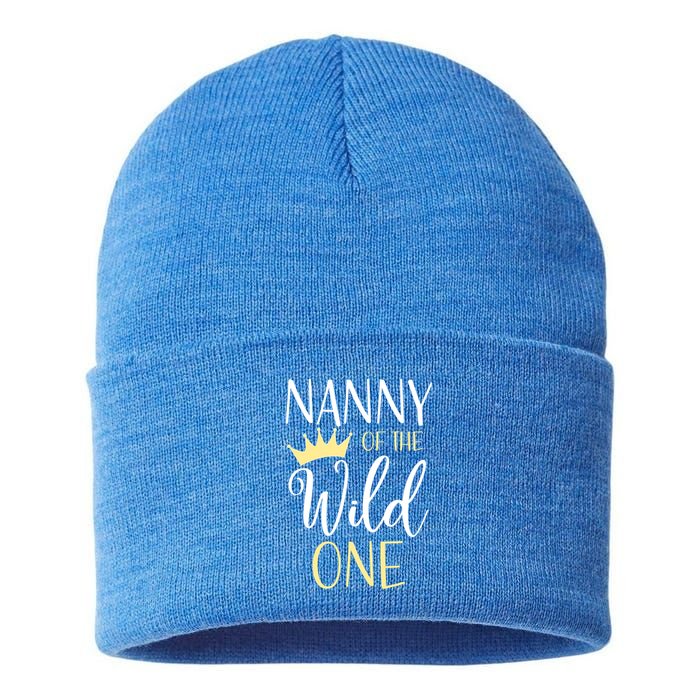 Nanny Of The Wild One First Birthday Matching Family Gift Sustainable Knit Beanie