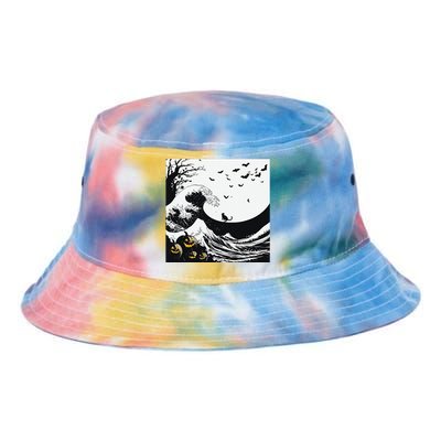 Night Of Terror Bats Fly Over Pumpkin Wave Tie Dye Newport Bucket Hat