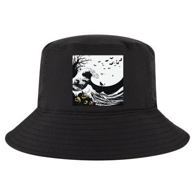 Night Of Terror Bats Fly Over Pumpkin Wave Cool Comfort Performance Bucket Hat