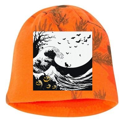 Night Of Terror Bats Fly Over Pumpkin Wave Kati - Camo Knit Beanie