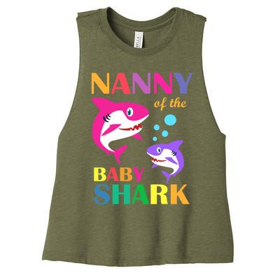 Nanny Of The Baby Birthday Shark Nanny Shark Mother's Day Women's Racerback Cropped Tank