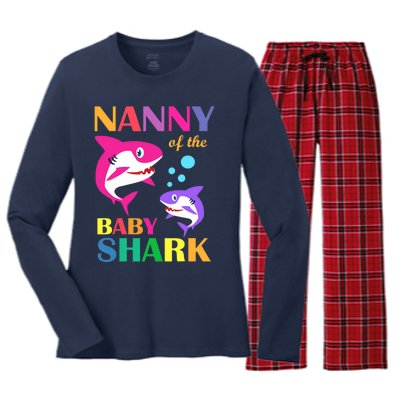 Nanny Of The Baby Birthday Shark Nanny Shark Mother's Day Women's Long Sleeve Flannel Pajama Set 