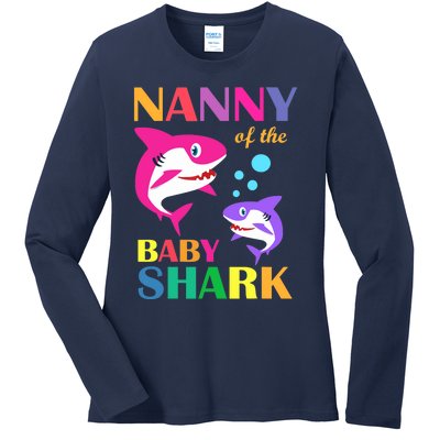 Nanny Of The Baby Birthday Shark Nanny Shark Mother's Day Ladies Long Sleeve Shirt