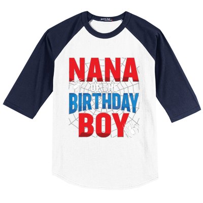 Nana Of The Birthday Spider Web Boy Family Matching Baseball Sleeve Shirt