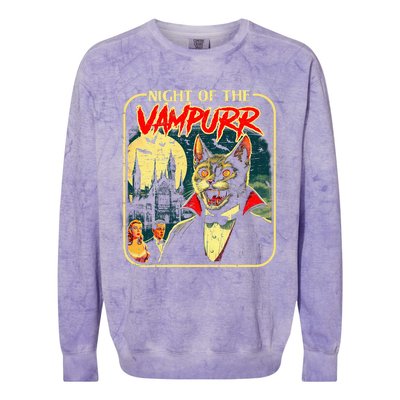 Night Of The Vampurr Funny Cat Halloween Colorblast Crewneck Sweatshirt