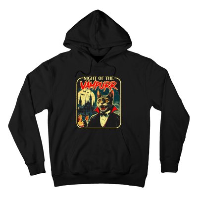 Night Of The Vampurr Funny Cat Halloween Hoodie