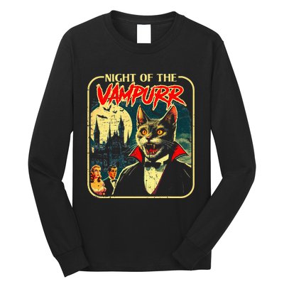 Night Of The Vampurr Funny Cat Halloween Long Sleeve Shirt