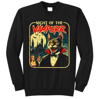 Night Of The Vampurr Funny Cat Halloween Sweatshirt