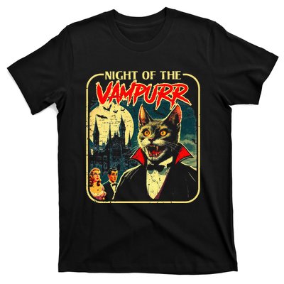 Night Of The Vampurr Funny Cat Halloween T-Shirt