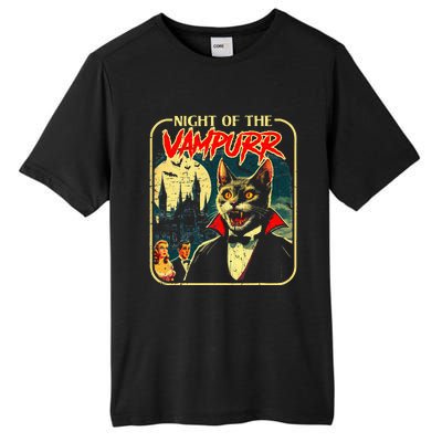 Night Of The Vampurr Funny Cat Halloween Tall Fusion ChromaSoft Performance T-Shirt