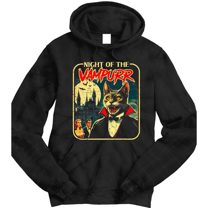 Night Of The Vampurr Funny Cat Halloween Tie Dye Hoodie