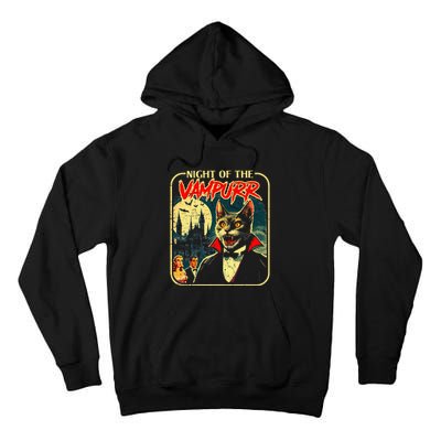 Night Of The Vampurr Funny Cat Halloween Tall Hoodie