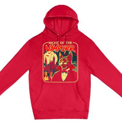 Night Of The Vampurr Funny Cat Halloween Premium Pullover Hoodie