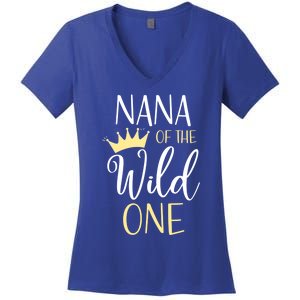 Nana Of The Wild One First Birthday Matching Family Meaningful Gift Women's V-Neck T-Shirt