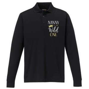 Nanny Of The Wild One First Birthday Matching Family Gift Performance Long Sleeve Polo