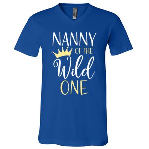 Nanny Of The Wild One First Birthday Matching Family Gift V-Neck T-Shirt