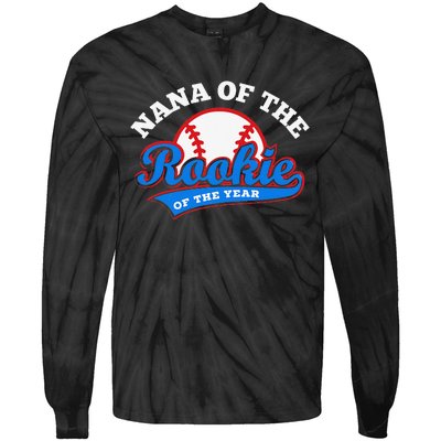 Nana of the Rookie of the Year Baseball Grandma Tie-Dye Long Sleeve Shirt