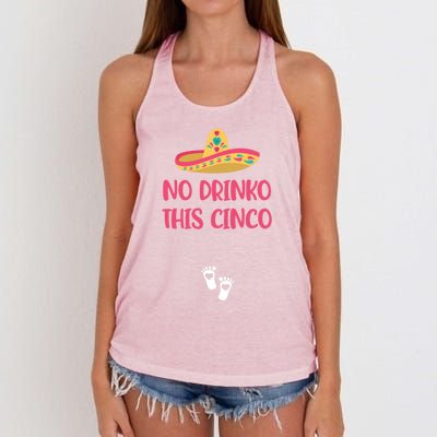 No O This Cinco Pregnancy Announcet Cinco De Mayo Gift Women's Knotted Racerback Tank