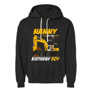 Nanny Of The Birthday Boy Construction Birthday Party Garment-Dyed Fleece Hoodie