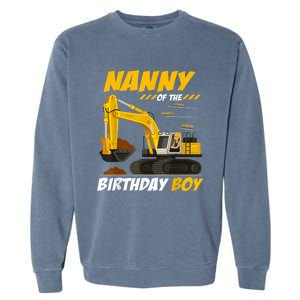 Nanny Of The Birthday Boy Construction Birthday Party Garment-Dyed Sweatshirt