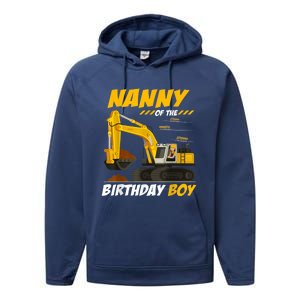 Nanny Of The Birthday Boy Construction Birthday Party Performance Fleece Hoodie