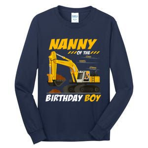 Nanny Of The Birthday Boy Construction Birthday Party Tall Long Sleeve T-Shirt