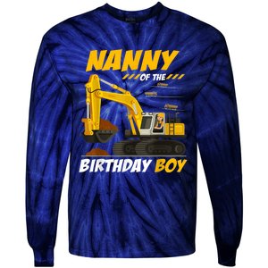 Nanny Of The Birthday Boy Construction Birthday Party Tie-Dye Long Sleeve Shirt