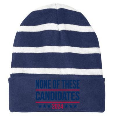 None Of These Candidates 2024 Funny President Election Striped Beanie with Solid Band