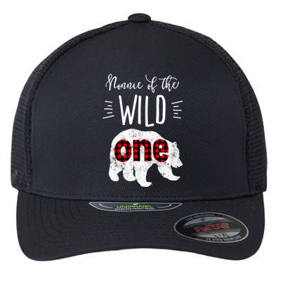 Nonnie Of The Wild One Vintage Bear Lumberjack 1st Birthday Gift Flexfit Unipanel Trucker Cap