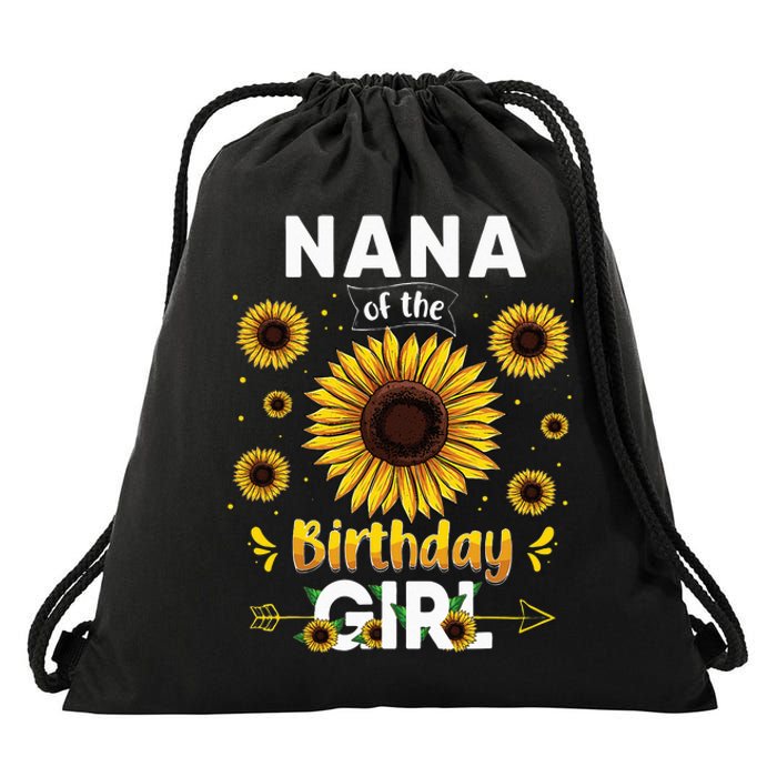 Nana Of The Birthday Sunflower Party Family Matching Drawstring Bag