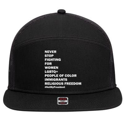 #NotMyPresident Not My President Quote 7 Panel Mesh Trucker Snapback Hat